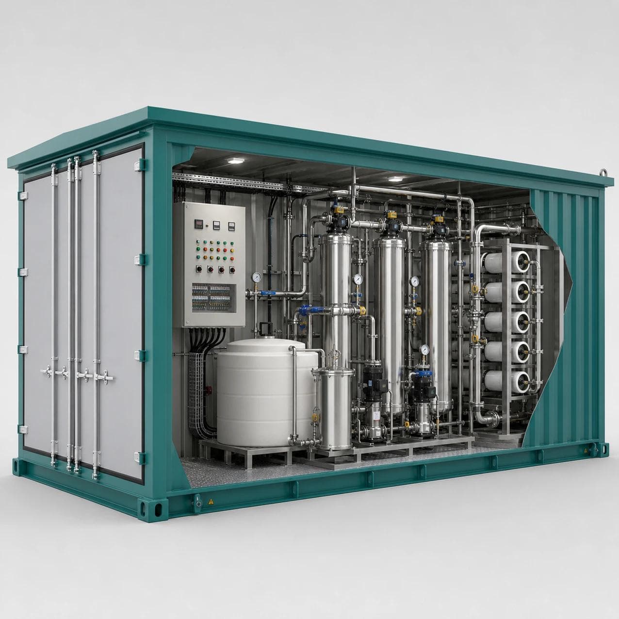 Integrated concept of the water softening prefabricated cabin