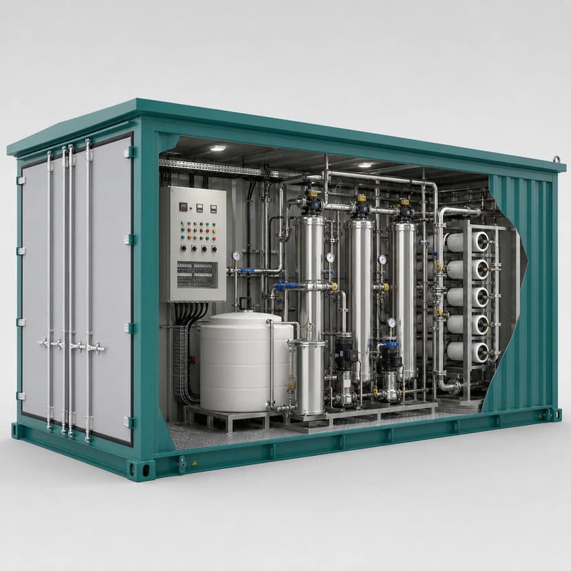 Integrated concept of the water softening prefabricated cabin